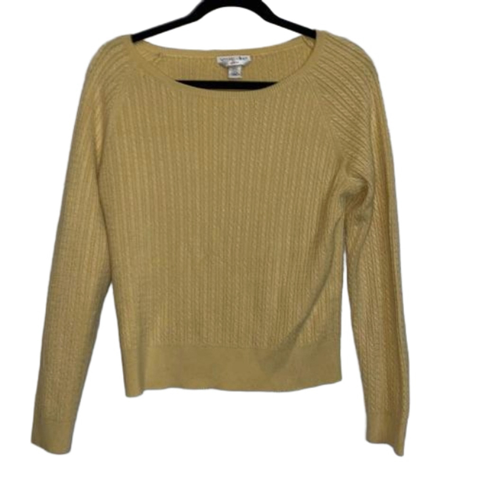 Women's Casual Corner Lightweight Cable Knit Yellow Sweater Size M